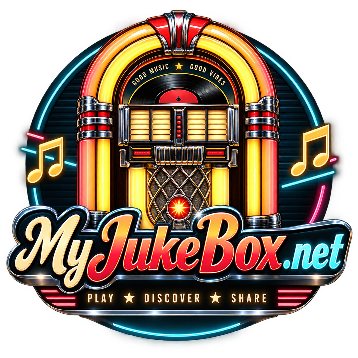 MyJukeBox.net retro neon jukebox logo